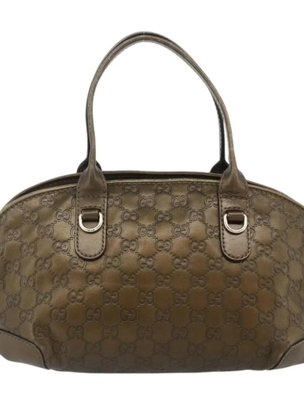 GUCCI GG Canvas Guccissima Hand Bag Leather 2way Brown Gold 269955 Auth mr2307